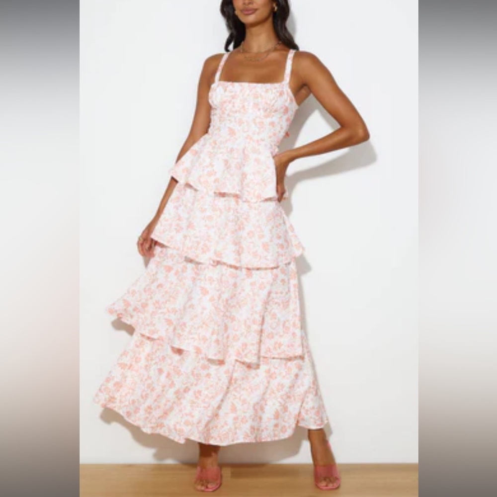 Hello Molly orange Floral Tiered Dress